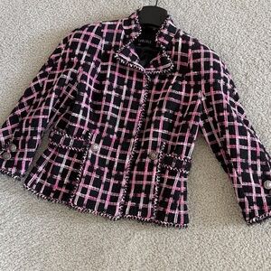 Carlisle Black and Pink Tweed Cropped Blazer
